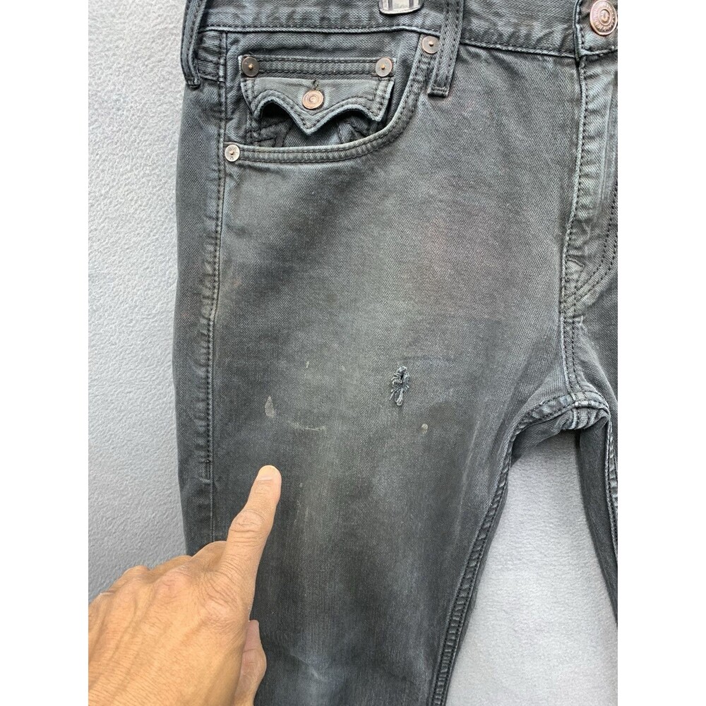 True Religion Mens Ricky Denim Jeans Flaps 249-063034 Black Made In USA 38X32 - Picture 16 of 16